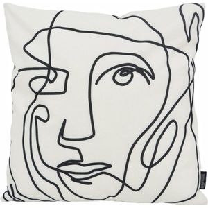 Abstract Face White / Wit Kussenhoes | Outdoor / Buiten | Katoen / Polyester | 45 x 45 cm