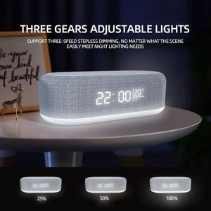 Draadloze Oplader Wekker Tijd LED Licht Thermometer Oortelefoon Oplader 15W Snel Opladen Dock Station voor iPhone Samsung