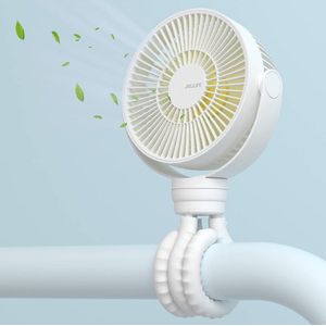 Kinderwagenventilator met 4 snelheden en flexibele statief - Draagbare Mini Bureauventilator 720 ° Draaibaar