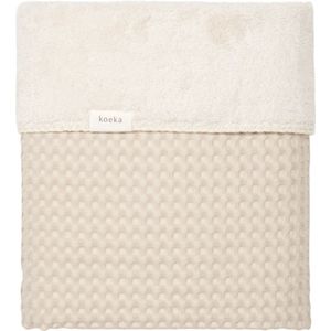 Koeka baby ledikant deken Oslo - wafelstof met teddy - zand - 100x150 cm