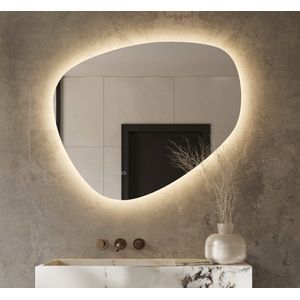 Organische badkamerspiegel met indirecte verlichting, verwarming, instelbare lichtkleur en dimfunctie 100×84 cm