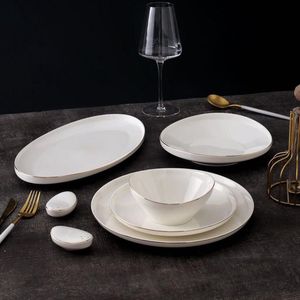 Royalty Line® DS27GW Serviesset - 27 Delig - 6 Persoons - Porselein Servies Set - Wit / Goud