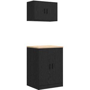 vidaXL - Garagekasten - 2 - st - spaanplaat - zwart
