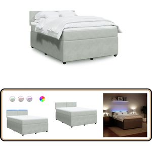 vidaXL Boxspring - Fluweel Lichtgrijs - 160x200 cm Boxspring - Boxspringbed - Tweepersoonsbed - Matras - Fluweel