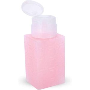 Roze Push Down Pompdispenser voor Nagellakremover - Nagels Houder Make-up Vloeibaar Glas Alcohol - Nieuw Gereedschap Persfles Afzuiging met Slot - Lekvrij Leeg (Vierkant Roze)