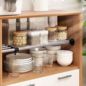 Uitbreidbare kast spanplank opbergrek - verstelbare kledingkast organizer - planken verdeler - geen boren nodig - 1969 tot 315 inch - keuken badkamer slaapkamer zwart