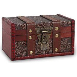 Schatkist met cijferslot - vintage houten schatkist - kleine schatkist - kinderverjaardag - schatkist met slot van leer - kist van hout voor bewaren en decoreren (16 x 10 x 9 cm)
