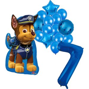 Paw Patrol Chase ballon set - 58x78cm - Folie Ballon - 7 jaar - Themafeest - Verjaardag - Ballonnen - Versiering - Helium ballon