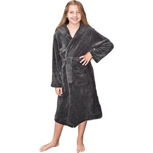 HOMELEVEL Microvezel badjas voor kinderen Knuffel Winter Badjas Antraciet Maat 146/152