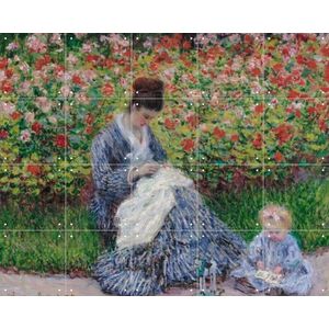 IXXI Camille Monet and a Child in the Artist's Garden in Argenteuil, Claude Monet & Museum of Fine Arts Boston - 100 x 80 cm - Gratis ophangtool -