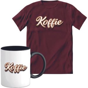 T-Shirtknaller T-Shirt met Koffiemok | Koffie - Koffie Kleding | Heren / Dames Shirt met Mok Cadeau | Kleur rood | Maat XXL