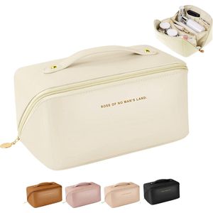 Toilettas beige - Maat M - Beautycase cosmetica - Organizer make up