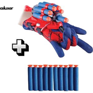 Celuxer™ Web Shooter - 1 x Handschoen - 1 x Web Shooter - Incl. 20 Gratis pijltjes - Speelgoed - launcher - Webshooter - Blauw Rood