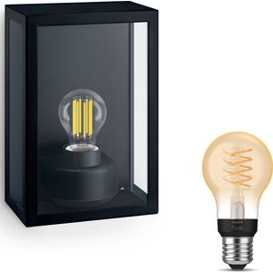Philips Hue Alzor Wandlamp voor Buiten (Zwart) - Buitenlamp - E27 - Warmwit Licht - Hue White Filament
