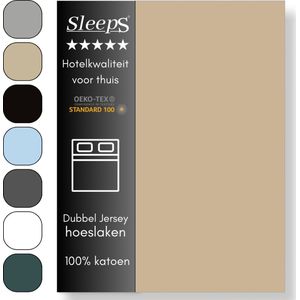 Sleeps Hoeslaken Katoen Dubbel jersey Zand - 80/90 x 200 cm - Zware Kwaliteit - Strijkvrij