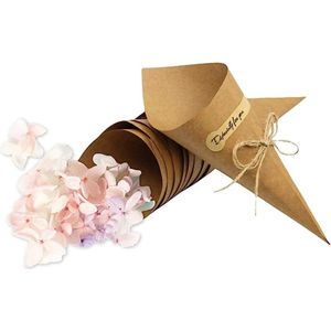 duurzame en hoge kwaliteit kraftpapier - feestpapier voor bruiloft - snoep - bloemen - confetti - feestpapier - bloem boeket - met touw en stickers - 50 stuks -