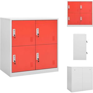 vidaXL Lockerkast - Lockerkasten - Locker Kast - Locker Kasten - Lockerkast 90x45x92,5 cm staal lichtgrijs en rood