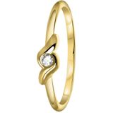 Lucardi Dames Ring met zirkonia - Ring - Cadeau - Moederdag - 14 Karaat Goud - Geelgoud