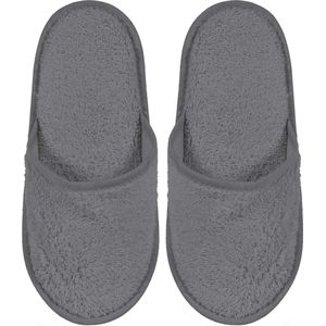 Badslippers Badstof Uni Pure met Zool Antraciet col 3073 Maat 45 - 1 Paar