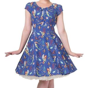 Dancing Days - MADE OF WONDER Flare jurk - S - Blauw/Wit