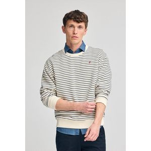 Gebroken witte Captain-sweater met strepen en geborduurd monogram