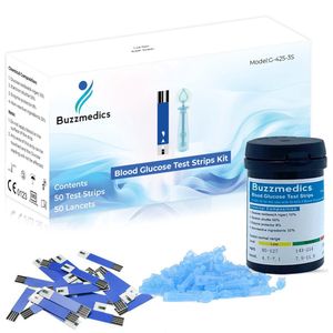 Buzzmedics - Teststrips & Lancetten - Voordeelpakket - 50x Teststrips - 50x Lancetten - Voor Bloedsuikermeter - Voor Diabetesmeter - Toepasbaar bij de Glucosemeter van Buzzmedics