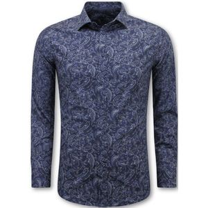 Slim Fit Overhemd Heren - Blouse Lange Mouw - Blouse Heren Lange Mouw - Grijs