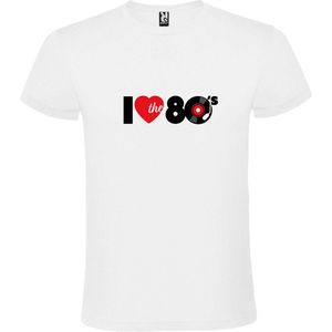 Wit T shirt met print van "" I Love the Eighties "" print Zwart size XXL