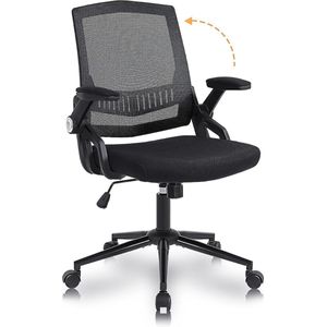 Bureaustoel, Office Chair met opklapbare armleuningen, ergonomic chair computerstoel met gewatteerde arm en zitting, ergonomische bureaustoel voor thuis en op kantoor