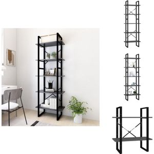 vidaXL Boekenkast - Boekenkasten - Kast - Kasten - Boekenkast met 5 schappen 60x30x175 cm bewerkt hout grijs