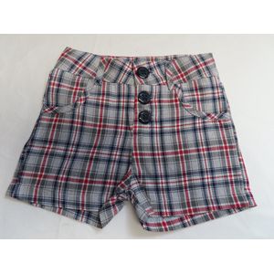 Short - Korte broek - Meisje - Grijst , ecru , rood , blauw - geruit - 4 jaar 104