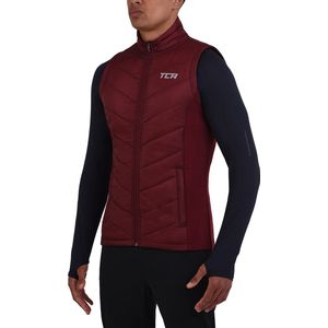 TCA Mannen Excel Hardloper Wandelen Wandelen Lichtgewicht Thermisch Gewatteerd Gilet met Ritszakken - Cabernet, XXL