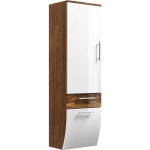 Badkamer kolomkast Milan Walnoot Wit - MDF - Breedte 40 cm - Hoogte 134.5 cm - Diepte 30 cm