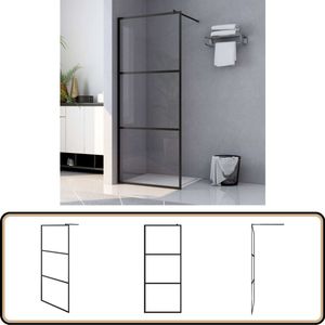 vidaXL Inloopdouchewand - 80x195 cm - ESG-glas - Zwart Inloopdouche - Douchescherm - Zwarte Douchewand - Glazen Douchewand - Modern Douchewand