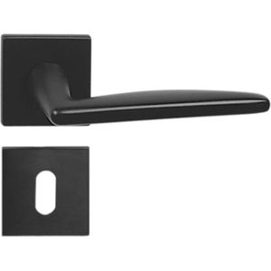 Domino® Deurkrukgarnituur EASY QR SLIM BLACK - Zwart - BB- gladde sleutel met Vierkant Rozette - Deurbeslag van aluminium - Deurklink voor kamerdeur, kantoordeur, kelderdeur en binnendeur