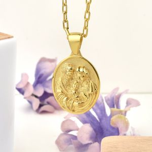 Holy Family halsketting met hanger voor Wifeane for mama Gold Polished 20 inches