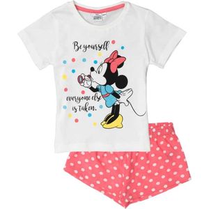 Minnie Mouse shortama - wit met roze - Disney korte pyjama - maat 128