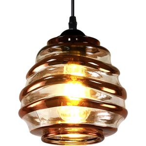 Hanglamp met golvend glas en bronzen details - Mace