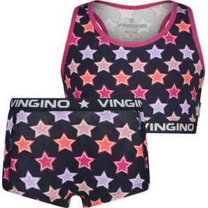 Vingino meisjes 2P bralette & hipster set stars blauw - 146/152