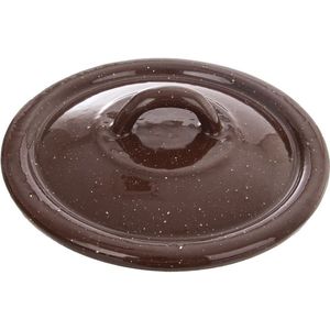 Deksel Geëmailleerd Bruin BROWN 14 cm - Pannendeksel - Pandeksel - Potdeksel