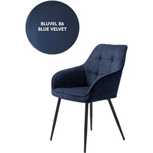 Eetkamerstoel Nolan Square Blauw Velvet - Giga Living - Set van 2