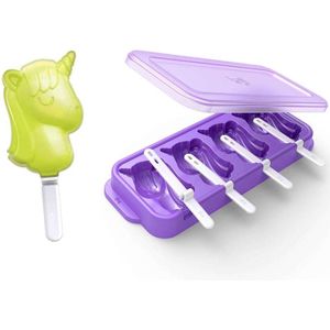 IJslolly Vorm, Ice Pop Set, voor 4 IJsjes, Eenhoorn, Paars, BPA vrij, Polypropyleen - Koji by ZOKU