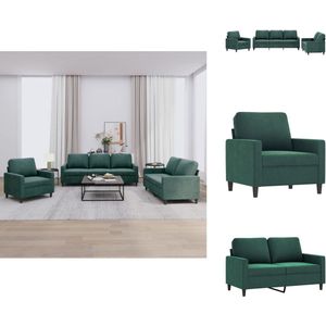 vidaXL Bank - Banken - Sofa - Loungebank - 3-delige Loungeset met kussens fluweel donkergroen