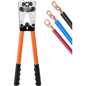 Krimptang voor Kabelschoenen – Voor AWG 8-1/0 Elektrische Kabels – Zware Krimptang voor Draadogen – Accuklemmen en Batterijterminals – Koper Kabelschoenen – Krimper voor AWG 1/0, 2, 4, 6, 8, 10