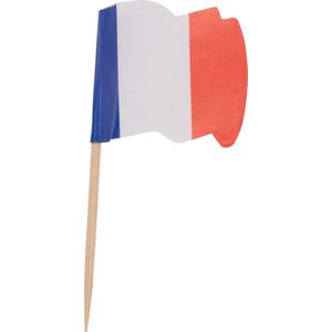 Cocktailprikker met vlaggetje - Frankrijk - Wapperend - Hout - 65mm