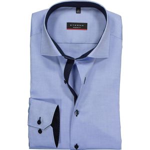 ETERNA modern fit overhemd - mouwlengte 7 - fijn Oxford heren overhemd - lichtblauw (blauw gestipt contrast) - Strijkvrij - Boordmaat: 42
