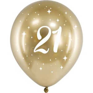 Partydeco - Glossy ballonnen gold 21 jaar (6 stuks)