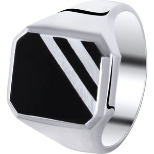 Lucardi Heren Zegelring onyx - Ring - Vaderdag Cadeau - Echt Zilver - Zilverkleurig