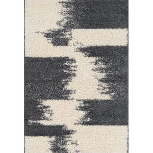 Aledin Carpets Vedra - Hoogpolig - Vloerkleed - 160x230CM - Modern - Zwart - Beige - Woonkamer Tapijten