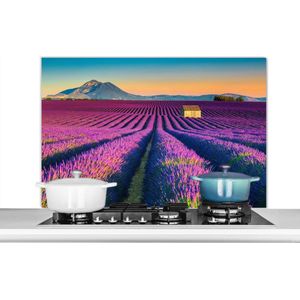 Spatscherm keuken 100x65 cm - Kookplaat achterwand Lavendel - Berg - Bloemen - Muurbeschermer - Spatwand fornuis - Hoogwaardig aluminium